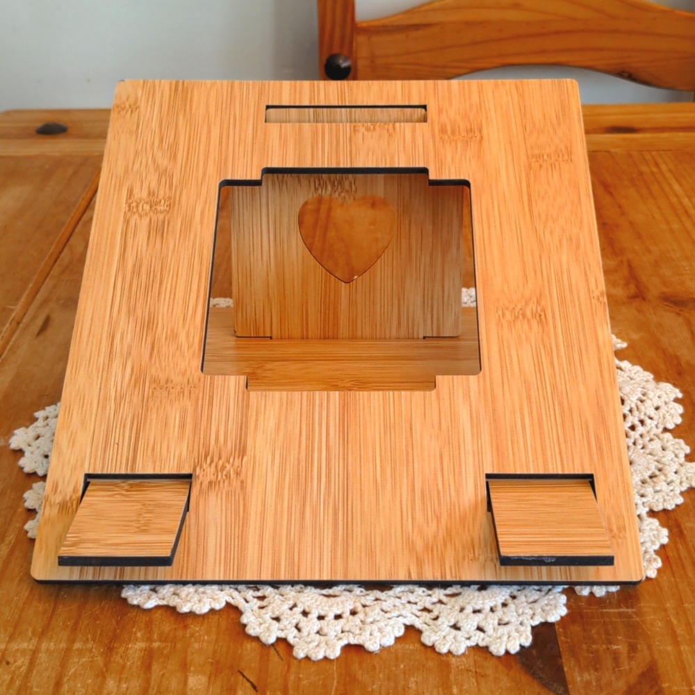 Wooden Handcrafted Laptop Easel w/Heart Cut Out in Box